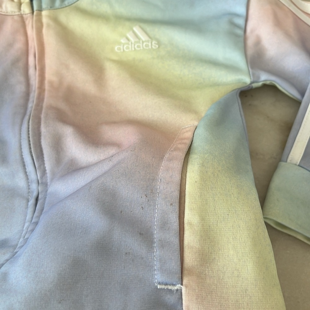 Adidas Sz 2 Toddler Girls 2-Pc Iridescent-Print Tricot Unicorn Pastel Tracksuit - Picture 7 of 16